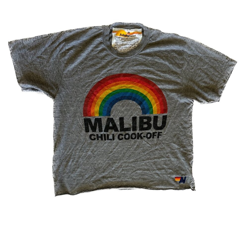 $83 Aviator Nation Malibu Chili Cook Off Boyfriend Tee Grey M